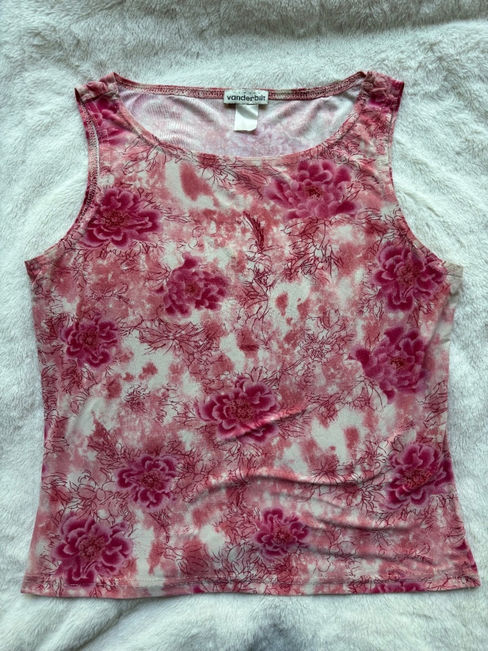 Vintage Y2K Gloria Vanderbilt Pink Floral Watercolor Tank Top - Small